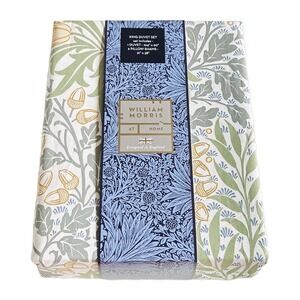 William Morris King Duvet Set 3pc Cotton Oak & Willow Leaf Green Pattern